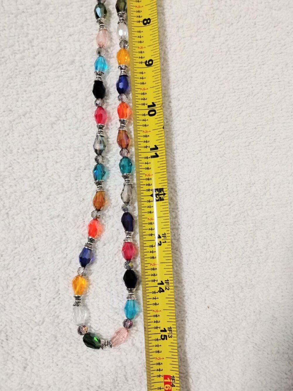 Matching Set Fashion Jewelry 31" Colorful Glass Teardrop Necklace & Earrings - Picture 7 of 8